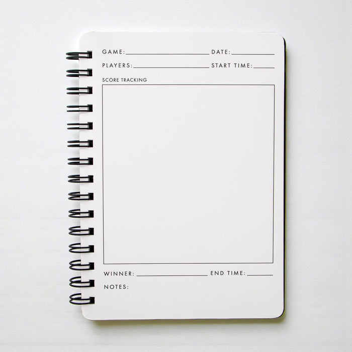 Game Night Journal with game score tracking template on a white background